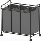 Simple Houseware Heavy Duty 3-Bag Laundry Sorter Rolling Cart, Dark Grey – by SimpleHouseware