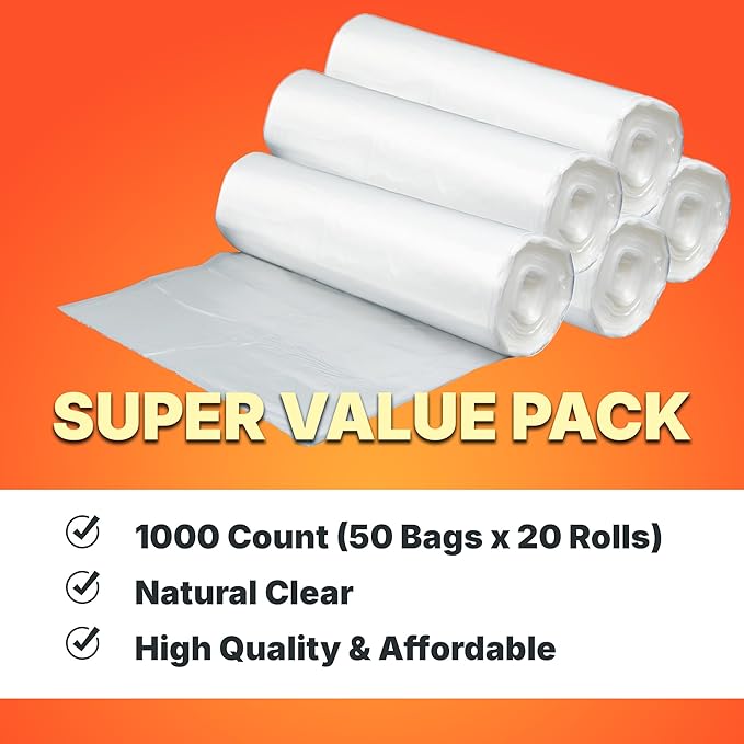 7-10 Gallon Trash Bags, 8 Micron High Density Garbage Can Liners Bulk, Natural - Image 6