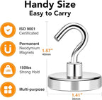 MIKEDE Magnetic Hooks Heavy Duty, 150LB+ Strong Neodymium Magnets - Image 4