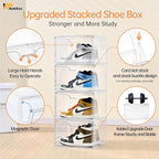 8 Pack Shoe Boxes Clear Plastic Stackable, Large Shoe Storage Organizer - Image 3
