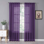 Tollpiz Sheer Curtain Linen Textured Living Room Curtains Sheer Light Filtering by Tollpiz