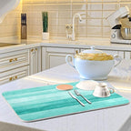 Teal Turquoise Green Wood Texture Dish Drying Mat 16x18 - Image 6