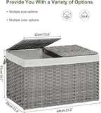 Storage Basket with Lid Rattan Storage Basket with 2 Separate Lid, 27.8 Gallon - Image 4