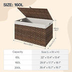 HOOBRO Storage Basket with Lid, 42.3 Gallon Wicker Basket, Handwoven Blanket - Image 3