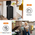 8 Gal/30L Slim Trash Can, Rectangular Step-On Stainless Steel Garbage Can - Image 6