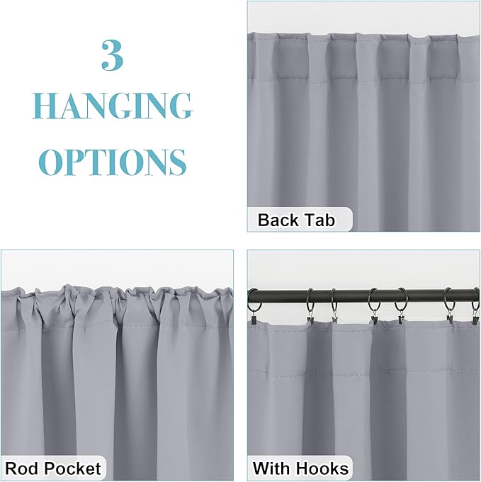RYB HOME Bedroom Curtains, Room Darkening Thermal Insulated Curtain Back Tab - Image 4