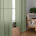 Chyhomenyc Sage Green Sheer Curtains 54 Inch Long 2 Panels Set, Short Rod - Image 5