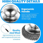 4 Pcs Steel Wool Scrubber with Handle Heavy Duty Metal Pot Scrubber Brush 16 - Image 7