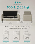 SONGMICS Storage Bench with Armrests, Ottoman with Storage - Image 3