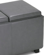 SIMPLIHOME Avalon 42 inch Wide Contemporary Rectangle Storage Ottoman in Stone - Image 9
