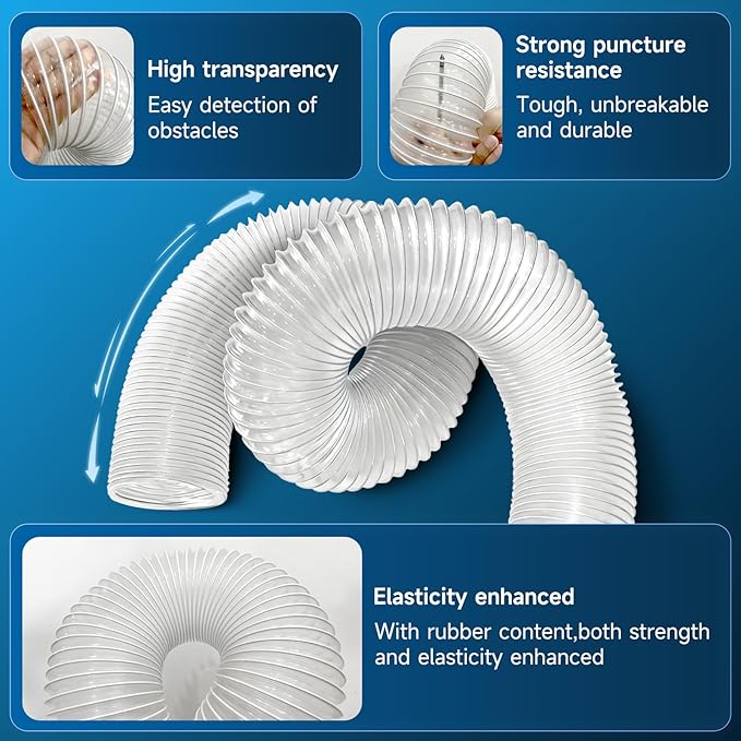 Hon&Guan 4" x 20' Dust Collection Hose, Flexible Clear Odorless PVC Dust - Image 3