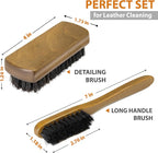 TAKAVU Leather & Upholstery Cleaning Brush Set, 100% Black Boar Bristle - Image 2