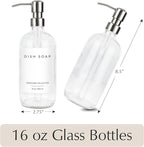 Emerson Essentials Glass Soap Bottle Dispensers, 2 Pack, Stainless-Steel Pumps - Image 2