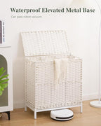 Laundry Hamper with Lid 132 L, Clothes Hamper with Lid, Handwoven Rattan - Image 2
