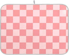 Buffalo Plaid Pink Dish Drying Mat by Wamika