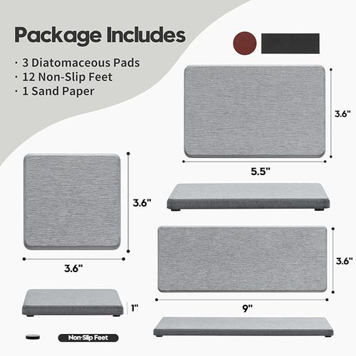 3PCS Bathroom Sink Vanity Trays, Quick Stone Drying Mat Dish Soap Dispenser - Image 2