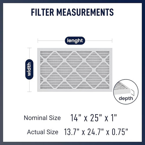 14x25x1 MERV 8 Air Filters 6-Pack, Actual Size 13.7" x 24.7" x 0.75" – - Image 2