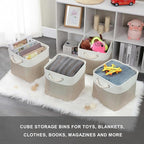 Mangata Canvas Storage Boxes, 13 Inch Cube Storage Bins Set of 6, Fabric Baskets - Image 7