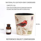 PU Leather Small Trash Can Wastebasket, Round Garbage Container Basket - Image 8