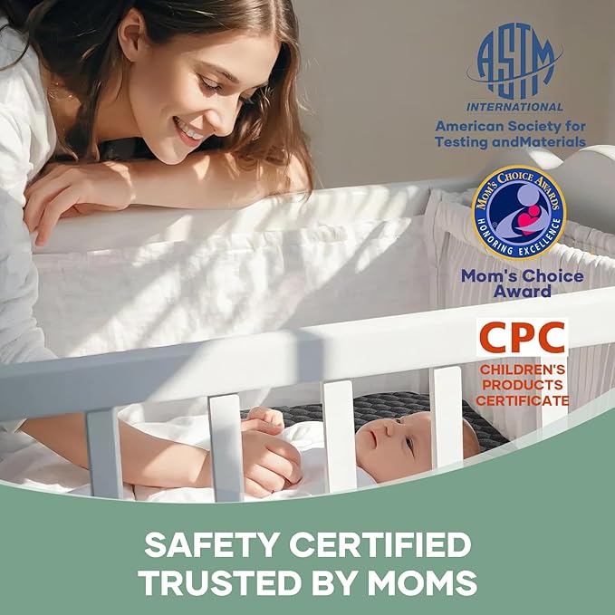 OhGeni Waterproof Mattress Protector, Mini Crib-Gray, Fitted Sheet - Image 6