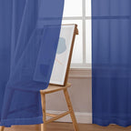 Chyhomenyc Royal Blue Sheer Curtains, 84 Inch Long 2 Panel Set, Rod Pocket - Image 9