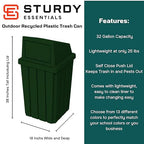 32 Gallon Square Slatted 100% Recycled Plastic Heavy-Duty Commercial Outdoor or - Image 2