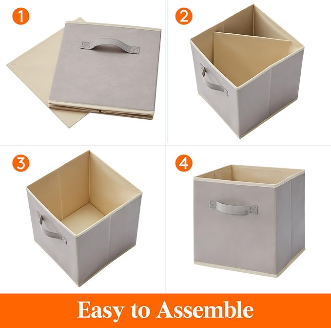 Lifewit Collapsible Fabric Storage Cubes Bins Set 11 Inch, Foldable Cubby - Image 4