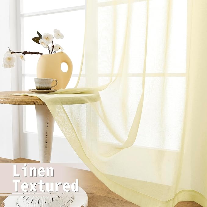 Tollpiz Small Sheer Door Curtain Closet Linen Textured Curtain Sheers Doorway - Image 4