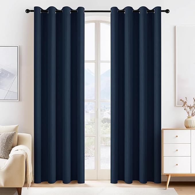 PONY DANCE Navy Blue Blackout Curtains by PONYDANCE