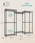 SONGMICS Heavy-Duty Clothes Rack, Garment Rack, Portable Closet, 68.7-Inch Wide - Image 6
