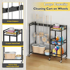 Broom Holder with Cleaning Supplies Organizer, Movable Broom Closet Storage - Image 5