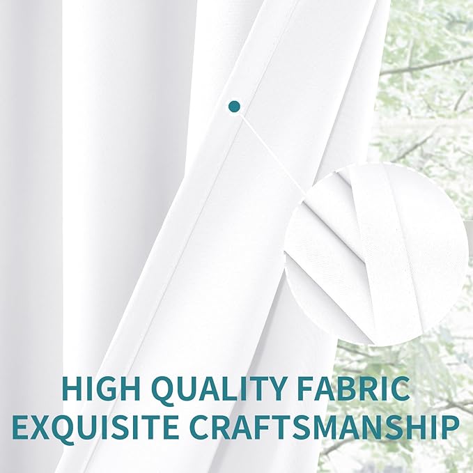 BGment Rod Pocket White Curtains 48 Inches Length - Image 4