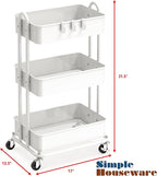 Simple Houseware 3-Tier Heavy Duty Metal Utility Rolling Cart - Image 2