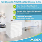 AIDEA Microfiber Cleaning Cloth 12PK, Dish Cloths White, Strong Water Absorption - Image 2