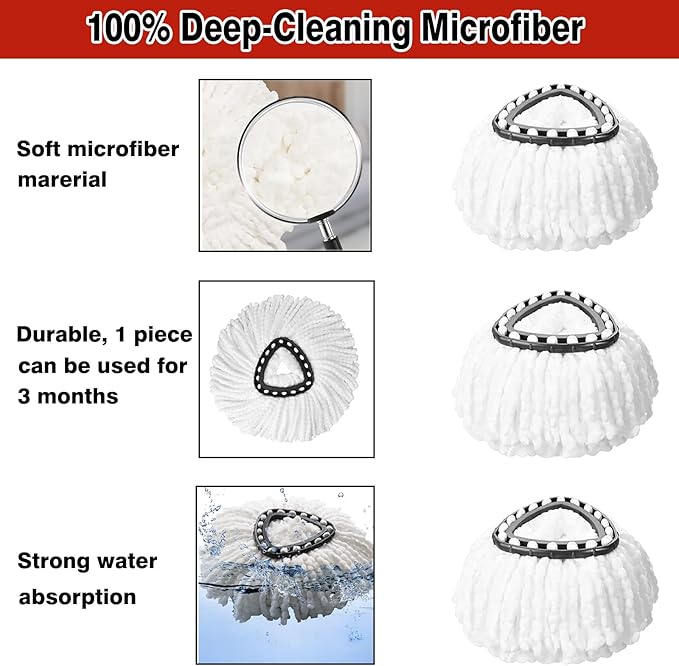 8 Pack Spin Mop Replacement Heads, 100% Microfiber Mop Head Replacement - Image 4