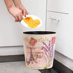 PU Leather Small Trash Can Wastebasket, Round Garbage Container Basket - Image 6