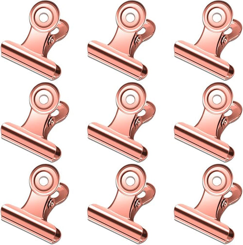 30 Pack Small Rose Gold Bull Clips, 1.22 Inch Mini Metal Hinge Clips by Orcielo