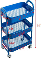 AGTEK Makeup Cart, Movable Rolling Organizer Cart, 3 Tier Metal Utility Cart - Image 7