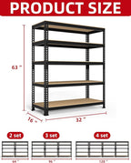 PrimeZone 32"W x 16"D x 63" H Storage Shelves - Image 3