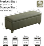 51" Faux Leather Storage Ottoman, Stitch Tufted Rectangle Upholstered End of - Image 2