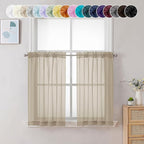 Chyhomenyc Taupe Sheer Curtains 24 Inch Length, Short Window Curtains by Chyhomenyc