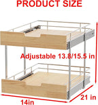 Pull Out Cabinet Organizer, Heavy-Duty Slide Out Shelf, Wood and Wire Basket - Image 2