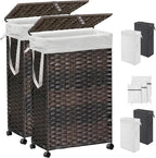 70L Slim Laundry Hamper with Lid & Wheels, 2-Park Rolling Laundry Basket with 4 by Hiagnete