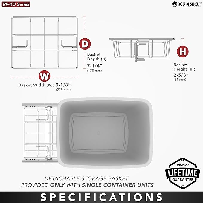 Rev-A-Shelf RV-12KD-18C S 35-Quart Chrome Wire Bottom Mount Pullout Kitchen - Image 4