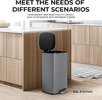 8 Gal Kitchen Trash Can, 30L Recycling or Garbage Bin, Brushed Stainless Steel - Image 6