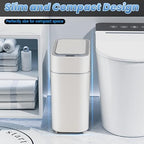 Bathroom Trash Can with Lid: 2.3 Gal Small Slim Motion Sensor Wastebasket - Image 4