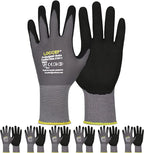 LOCCEF Work Gloves MicroFoam Nitrile Coated-6 Pairs, Seamless Knit Nylon Gloves by LOCCEF