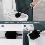 FORIOUS Toilet Brush and Holder Set Black, Heavy Duty 304 Stainless Steel Base - Image 3