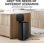 8 Gal Kitchen Trash Can, 30L Recycling or Garbage Bin, Brushed Stainless Steel - Image 4