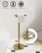 Toilet Paper Holder Stand, Brushed Brass Toilet Paper Holder Free Standing - Image 3